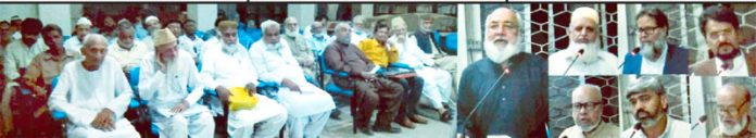 جمعیت الفلاح میں ڈاکٹر وقار زبیری کی یاد میں تعزیتی اجلاس سے پروفیسر ہارون رشید،ڈاکٹر اسحاق منصوری و دیگر خطاب کر رہے ہیں