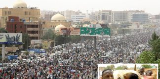 خرطوم: فوجی حکومت کے خلاف عوام احتجاجی ریلی نکال رہے ہیں‘ شہید ہونے والے مظاہرین کی لاشیں منتقل کی جارہی ہیں