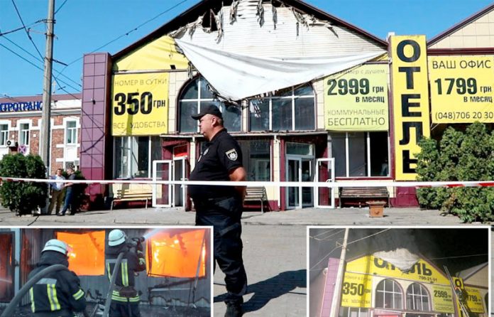 یوکرائن: آتش زدگی کے بعد ہوٹل کی عمارت سیل کردی گئی ہے‘ فائربریگیڈ کا عملہ آگ بجھا رہا ہے