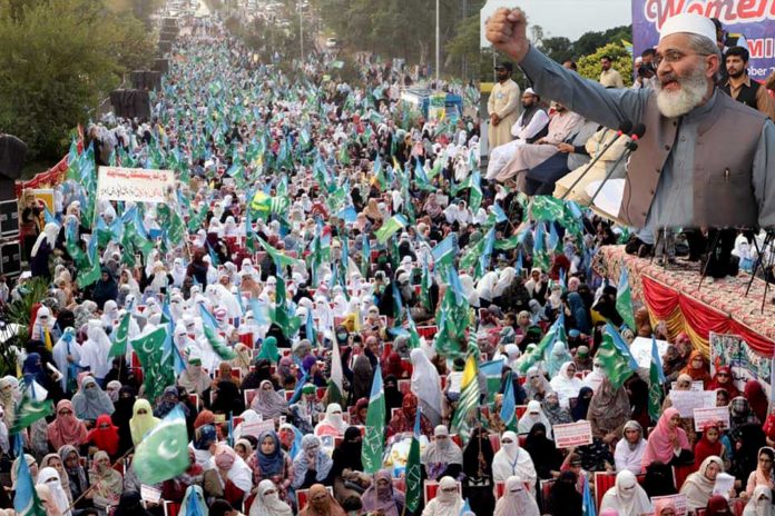 اسلام آباد:امیر جماعت اسلامی پاکستان سینیٹر سراج الحق خواتین کے آزادی کشمیر مارچ سے خطاب کررہے ہیں